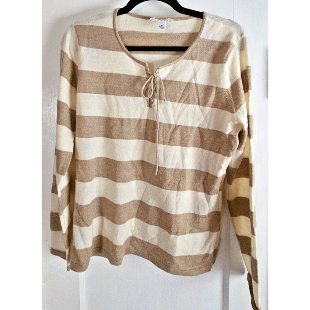 Vintage Talbots PETITES sz M cirsscross 1/4 neck 100% Merino wool color blocks
